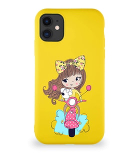 Apple iPhone 11 Soft Premier Kapak Vespagirl Tasarımlı Silikon Kılıf - Sarı (Şeffaf)