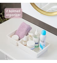 Porsima WH-72 Çekmece İçi İki Bölmeli Çok Amaçlı Organizer Beyaz- Dolap İçi Düzenleyici Organizer