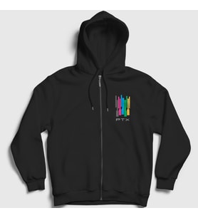 Presmono Unisex Siyah Colors Pentatonix Fermuarlı Kapüşonlu Sweatshirt 75110tt