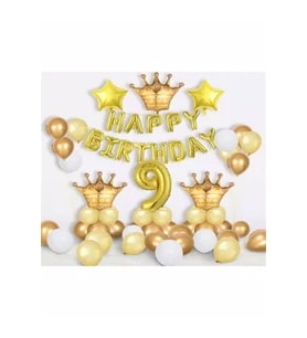 Kral Tacı Yeni 9 Yas Folyo Balon Set Happy