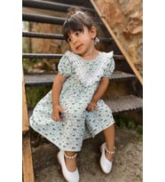 Kız Bebek Kız Çocuk Yazlık Elbise Kısa Kollu Bebek Takım Çocuk Bebek Giyim ELBKLB (Yeşil)