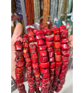 Mercan Doğal Taş Parlak Kırmızı Rondela 11x23mm Dizi