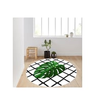 Eliana Home Baskılı, Yıkanabilir Kaymaz Taban Yuvarlak Halı LNA7123 120x120 cm (Yeşil)