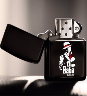 BK Gift Kişiye Özel Godfather Baba Tasarımlı Renkli Baskılı Benzinli Siyah Metal Çakmak-18