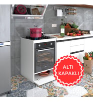 Kenzlife ankastre modülü kabini berilyum byz fırın ocak dolabı kapaklı (Beyaz)