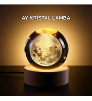 Ay Temalı Kristal Küre Gece Lambası Led Aydınlatmalı Premium Dekor