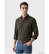LCWAIKIKI Classic Haki Regular Fit Uzun Kollu Gabardin Erkek Gömlek