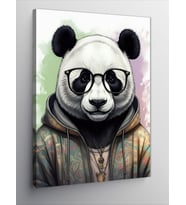 Kanvas Tablo Renkli Elbiseli Panda