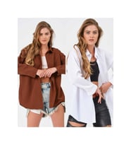 Kadın Zümrüt Oversize Uzun Basic Gömlek