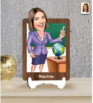 Kişiye Özel Öğretmen Temalı Karikatür Ahşap Biblo