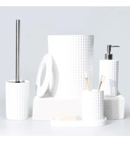 By Selim Neptune Beyaz 5 Parça Polyester Banyo Seti