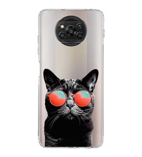 PrintiFy Poco X3 ile Uyumlu Kedi 3 Kamera Korumalı Şeffaf Kılıf