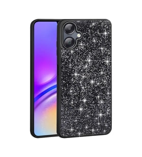 Samsung Galaxy A06 Kılıf Parlak Taşlı Tasarım Pırlanta Kapak (Siyah)