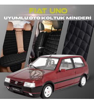 Fiat Uno Siyah Renk Tay Tüyü Cepli & Terletmez Sırtlı Oto Koltuk Minder Seti - Koltuk Koruma Kılıfı (ÖN & ARKA TAM SET)