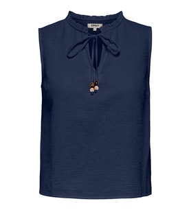 ONLY Bayan Yakası İp Bağlamalı Pamuklu Kolsuz Bluz 15378512