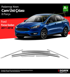 Ford Focus 3 SD Krom Cam Üst Çıtası 8 Prç 2011-2018