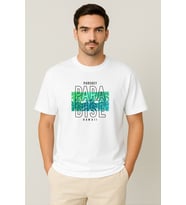 Erkek - Kadın %100 Pamuk Summer Paradise Desenli Baskılı Yarım Kollu Bisiklet Yaka T-Shirt (Beyaz)
