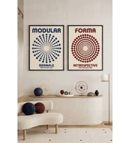 Soyut Minimalizm Geometrik Daireler 2'li Ahşap Çerçeveli Tablo Seti