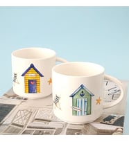 Sahil evleri desen mini mug kupa 2'li takım (Çok Renkli)