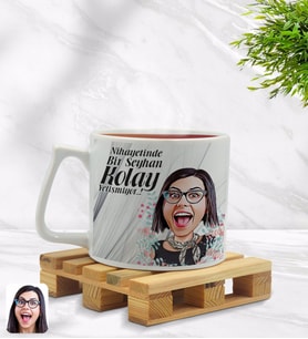 BK Gift Kişiye Özel Kadın Kolay Yetişmiyor Karikatürlü Middle Beyaz Kupa Bardak Model 8