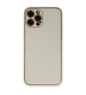 iPhone 12 Pro Kılıf Coco Deri Silikon Kapak - Beyaz