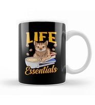 Cute Life Essentials Are Coffee, Books, and Cats Kupa Bardak Porselen