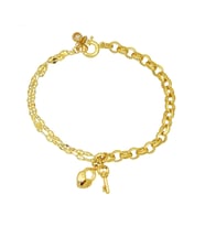 Barika Jewelry Kadın 14 Ayar Altın Kalpli Kilitli Bileklik
