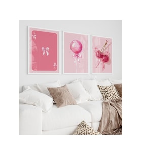3'lü tatlı pembe gifler seti, Oturma Odası Tablosu, Çerçevesiz Poster