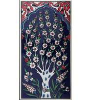 Armada Çini 10x20 Cm ED 206 Lacivert Hayat Ağacı El dekoru Çini Karo
