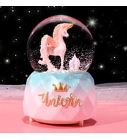 Unicorn Işıklı Müzikli Püskürtmeli Büyük Boy Kar Küresi (Pembe)
