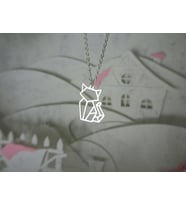 Gümüş  Origami Kedi Kolye
