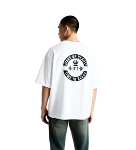 Erkek Oversize Tişört Motivasyon Baskılı Kral Tacı Grafik Antrenman Spor Günlük Rahat Kesim Modern