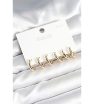 Gold Renk Pirinç Halka Model 925 Ayar Gümüş Çivili Kadın Küpe Seti 5886 - SSSSSS5917-7145