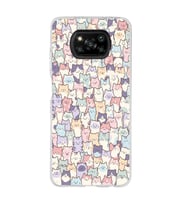 Poco X3 NFC Uyumlu Sevimli Kediler Desenli Şeffaf Telefon Kılıfı