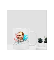BEYAZ PORSELEN ATATÜRK PORTRE BASKILI KUPA