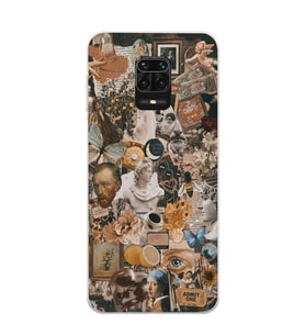 Redmi Note 9 Pro/Note 9S Uyumlu Aesthetic Sanatsal Kolaj Desenli Şeffaf Telefon Kılıfı