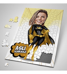 Kişiye Özel Hediye Süper Kız Karikatürlü Puzzle