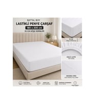 Battal Boy Çarşaf 180x200 Lastikli Penye ve Pamuktan Köşe Derinliği 30 cm Kenarı Ekli Yatağı Komple Sarar Çarşaf