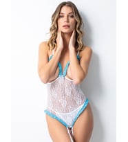 Jartiyerli Dantel Fantezi Babydoll (Beyaz)