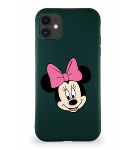 Apple iPhone 11 Soft Premier Kapak Minnie Mouse-C Tasarımlı Silikon Kılıf - Yeşil (Şeffaf)