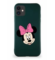 Apple iPhone 11 Soft Premier Kapak Minnie Mouse-C Tasarımlı Silikon Kılıf - Yeşil (Şeffaf)