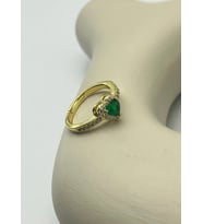 Çelik Gold Yeşil Kalp Taşlı Ayarlanabilir Yüzük - 25yzk242