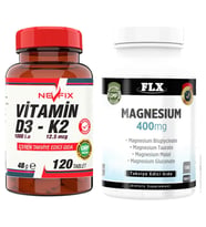 Flx Magnesium Malat 180 Tablet   Nevfix Vitamin D3-K2 120 Tablet (Renksiz)