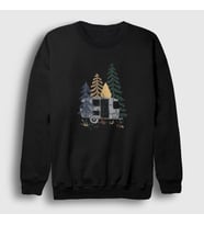 Presmono Unisex Siyah Caravan Camper Kamp Sweatshirt 370598tt