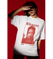 Tasarım Rihanna Şarkıcı Baskılı Unisex Oversize Tişört