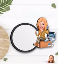 BK Gift Kişiye Özel Kadın Muhasebeci Karikatürlü Ahşap Bardak Altlığı-1