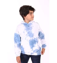 Toontoy Erkek Çocuk Kapüşonlu Bastik Desenli Sweatshirt (İndigo)