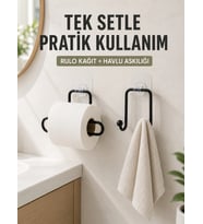 Banyo Ve Mutfak İçin Yapışkanlı Havlu Askılığı Ve Rulo Kağıt Tutucu Set