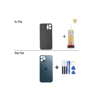 iPhone 12 pro Mavi Arka Kapak Arka Cam Batarya Kapağı Lazer Kesim Kapak Pil Kapağı + B-7000 Yapıştırıcı + Tamir Seti