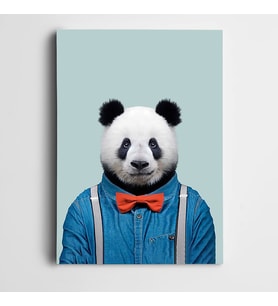 Kırmızı Papyonlu Panda Kanvas Tablo